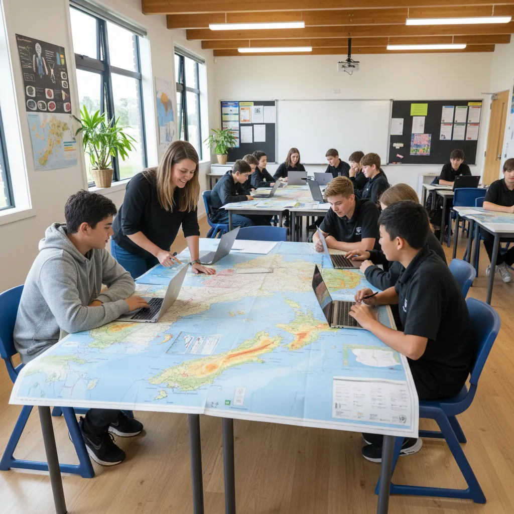 Students using educational toolkits for climate action