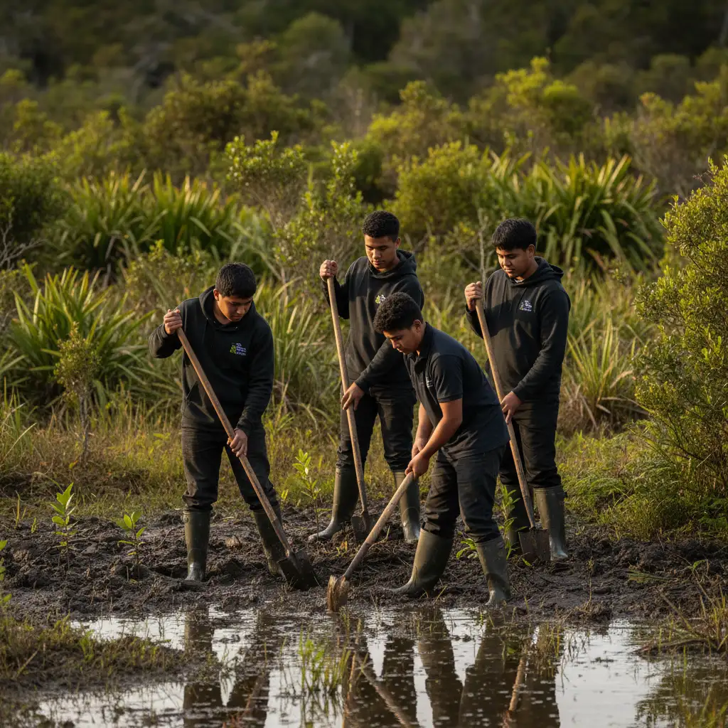 Rangatahi engaging in Kaitiakitanga and restoration
